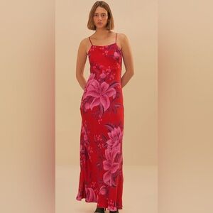 Farm Rio Red Summer Fruit Lenzing Ecovero Viscose Maxi Dress